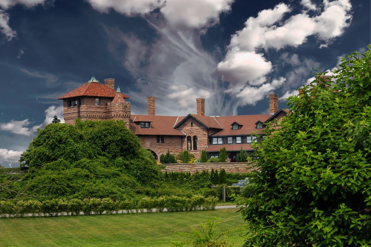 Newport Mansion on Green Hill under Dramatic Sky